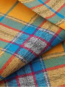 Vintage American Style Yellow Plaid Long Sleeve Shirt, Design Sense Loose Fit Couple Jacket