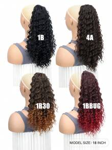 1 件 18 英寸卷曲马尾辫接发合成深波浪抽绳马尾辫合成发感浓密马尾辫自然黑色假发万圣节和圣诞节促销 - 彩色 - 查看 5