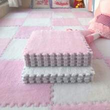 12 Pieces Thick Suede Splicing Floor Mat, Fluffy Square Foam Brick With Edge, Soft Non-Slip Puzzle Carpet Children's Room Floor Mat, 12X12 Inches