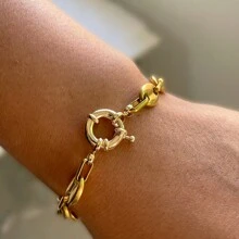 1Pc Chunky Carabiner Clasp Necklace Buckle Women's Bracelet With A Fashionable Pendant, Suitable For Daily Wear By Women