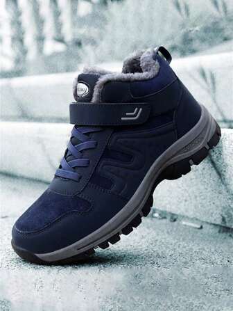 Nya Vinter 2024 Herr Sneakers Utomhus Varmkänga Plysch Trekking Sko TPR Skor Halkfri pälsfoder Ankelstövlar Vattentät Läder Varma snöstövlar Herr Termisk