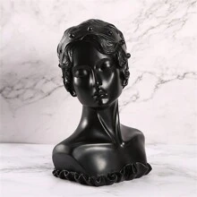 1 pieza Soporte de exhibición de busto de maniquí de resina creativo para almacenamiento de joyas como collares y aretes, modelo de retrato, vitrina, regalo para mujeres - Negro - Ver 4