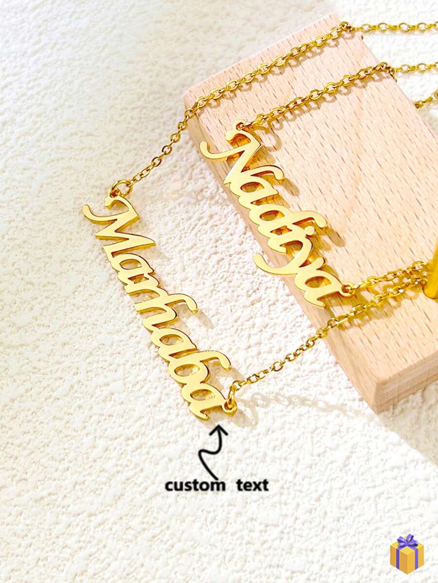 1pc Customized Gift, Stainless Steel Necklace With Personalized Name/Text Pendant, Suitable For Boy, Girl, Children, Friends & Couples, Also Can Be Personalized Key Chain, Ideal For Anniversary, Mother's Day, Birthday, Graduation, Daily Wear, Wedding, Party, Father's Day, Gatheringback To School Winter Gift Ideas Boy Girl Valentine's Day