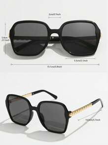 1 件男女通用韩版方形大框渐变金属扭曲镜腿复古优雅奢华欧美潮流户外时尚眼镜，影响者时装秀时尚女士时尚眼镜女士太阳镜海滩配饰复古 Y2k - 彩色 - 查看 2