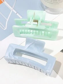 2 pezzi/set Fermagli per capelli in materiale PC con texture di marmo, Molletta per capelli quadrata oversize dai colori sognanti blu e verde, adatti per feste, tea festa, acconciature, accessori per capelli autunno inverno per donna per vacanze