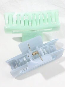 2 pezzi/set Fermagli per capelli in materiale PC con texture di marmo, Molletta per capelli quadrata oversize dai colori sognanti blu e verde, adatti per feste, tea festa, acconciature, accessori per capelli autunno inverno per donna per vacanze