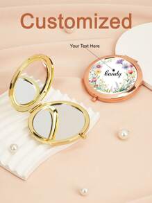 1 Espejo plegable personalizado y personalizado, espejo compacto de bolsillo con pliegue con nombre personalizado, regalo de graduación para hermana, amigos, fiesta, regalo de cumpleaños, regalo para niñas, tamaño pequeño y espejo plegable portátil para viajes
