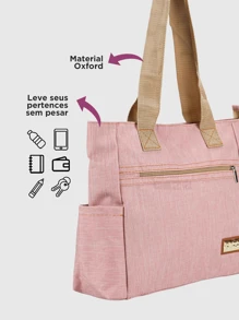 Women's Large Durable Daily Shoulder Bag With Side Pocket Work College - Rusty Rose - View 4