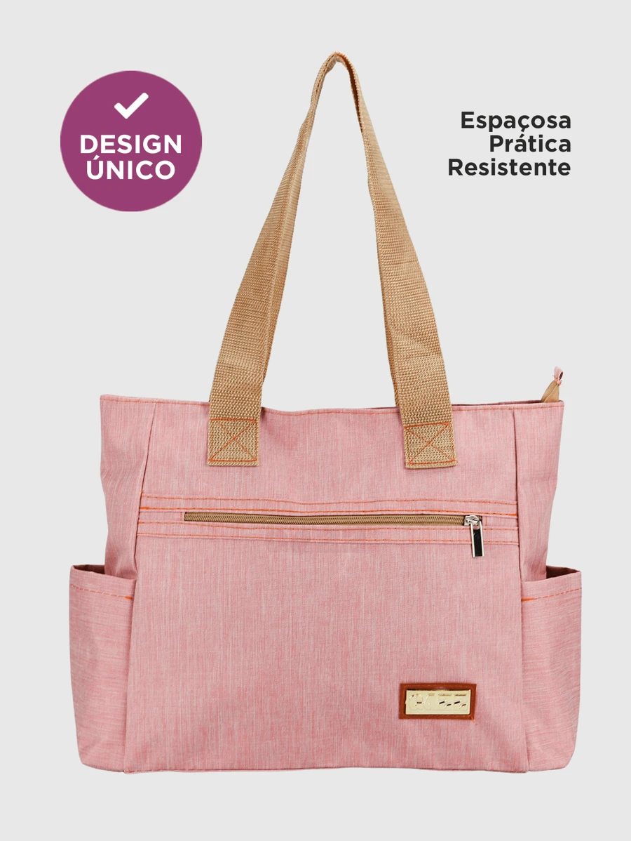 Women's Large Durable Daily Shoulder Bag With Side Pocket Work College - Rusty Rose - View 1