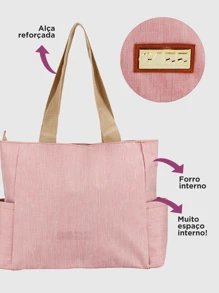 Women's Large Durable Daily Shoulder Bag With Side Pocket Work College - Rusty Rose - View 3