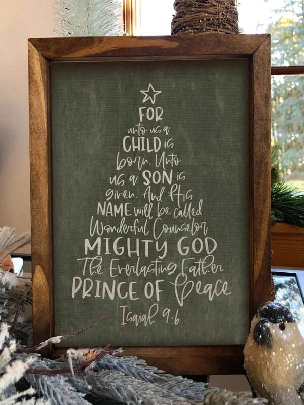 1pc For Unto Us A Child Is Born Canvas Sign, Green Linen Christmas Tree Scripture Word Art, Names Of Jesus, Christmas Wood Decor, No Framed Christmas Decoration XMAS Decor Christmas Tree Gift Decor Thanksgiving Wedding Home Decor Home Decor Fall Decor Autumn Decor Birthday Decorations For Gifts Party Supplies Indoor Holiday Festival Decor Halloween Decor Wall Decor Halloween Ornaments