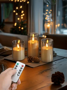1/3 Stück flammenlose LED-Kerzen mit Timer/Fernbedienung, flackernde Kerzenflammen, batteriebetrieben, realistische 3D-Flamme elektrische Wachskerzen Dekoration, geeignet für Halloween, Valentinstag, Weihnachten, Hochzeit, Party, Heimdekoration und andere Feiertage