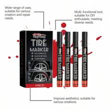 4pcs Multicolor Car Tire Paint Marker Pens – Long-Lasting, Non-Fading, Creative DIY Oil-Based Markers For Tire Art And Customization