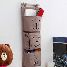 门后储物挂袋，带 3 个口袋的悬挂式储物袋悬挂式收纳袋，婴儿房床边悬挂式储物袋，儿童房壁挂式玩具收纳袋，宿舍客厅壁橱挂袋游戏室、卧室、婴儿房、床边、壁橱的家居装饰，可爱动物图案小收纳盒，防水，适合旅行的卧室，收纳袋，家庭储物，女式白色 T 恤，女式黑色裤子，女士冬装，连衣裙，