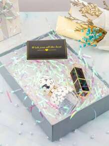 30g/50g/100g 3mm Chất độn Raffia màu cầu vồng, Chất độn trang trí cho hộp quà tặng, ngày lễ tình nhân, lễ Phục sinh, sinh nhật - Màu trắng trong suốt đầy màu sắc - Xem 7