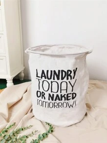 1pc Extra Large Polyester Laundry Basket, Modern Letter Graphic Laundry Basket For HomeL - Multicolor - View 6
