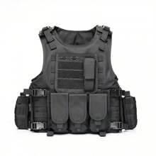 Outdoor Training Protective Vest, CS Vest For Outdoor Trekking - Black - View 1