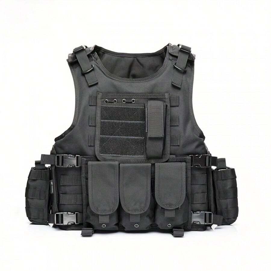 Outdoor Training Protective Vest, CS Vest For Outdoor Trekking - Black - View 1