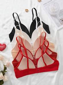 5件套女士舒适无缝条纹无钢圈内衣文胸套装 - 彩色 - 查看 5