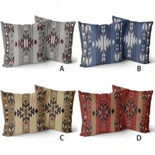 2pcs Southwestern Throw Pillow Covers, Rusty Red Native American Pillow Cases, Geometric Square Cushion Covers Double Sided For Sofa Porch Bedding Patio Decor - Multicolor - View 1