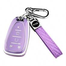 TPU 汽车钥匙扣保护套带钥匙扣，适用于雪佛兰 Equinox Malibu Traverse Blazer Camaro Impala Cruze Volt Bolt Trax Tahoe 钥匙扣 - TPU金邊鑰匙套+PU皮革扣 - 查看 19