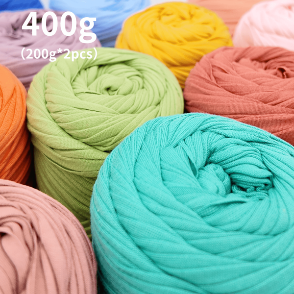 400g (200g*2), 2 paquetes de hilo elástico de alta calidad, adecuado para tejer a mano bolsos, cestas, alfombras, calzado, decoración del hogar y manualidades DIY