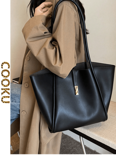 1pc Women's Large Capacity Tote Bag, Shoulder Strap, 16.2in*4.7in*11in, Strap Height 11.8in, Suitable For Autumn/Winter, Street & Japanese Bag For Women