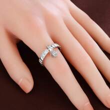 1pc Geometric Pendant Design Cubic Zirconia Women Ring