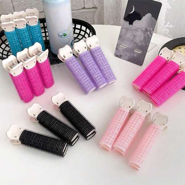 1/2/4 peças grampos de cabelo rosa modeladores, ferramentas de modelagem de cabelo portáteis reutilizáveis e laváveis, modelador de cabelo fofo, tubos de crimpagem grampos de cabelo sem rastros, grampo superior de raiz de cabelo para franja