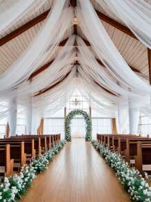 1 件，32.18 英尺大尺寸白色婚礼拱门窗帘面料，雪纺面料窗帘，婚礼拱门，婚礼仪式装饰透明白色纱布，浪漫悬挂婚礼装饰梦幻纱布，婚礼用品，婚礼装饰 - 彩色 - 查看 7