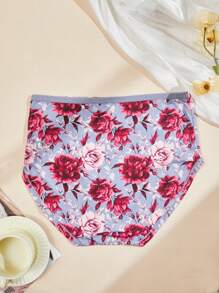 Set de 5 bragas de talla grande para mujeres, de elegante estampado, suaves y transpirables, con cobertura total, aptas para todas las estaciones