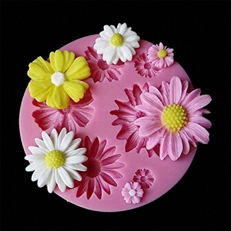 1 Pièce Moule En Silicone En Forme De Fleurs De Marguerite Assorties Pour La Décoration Et La Cuisson De Gâteaux, De Chocolats Et De Fondants