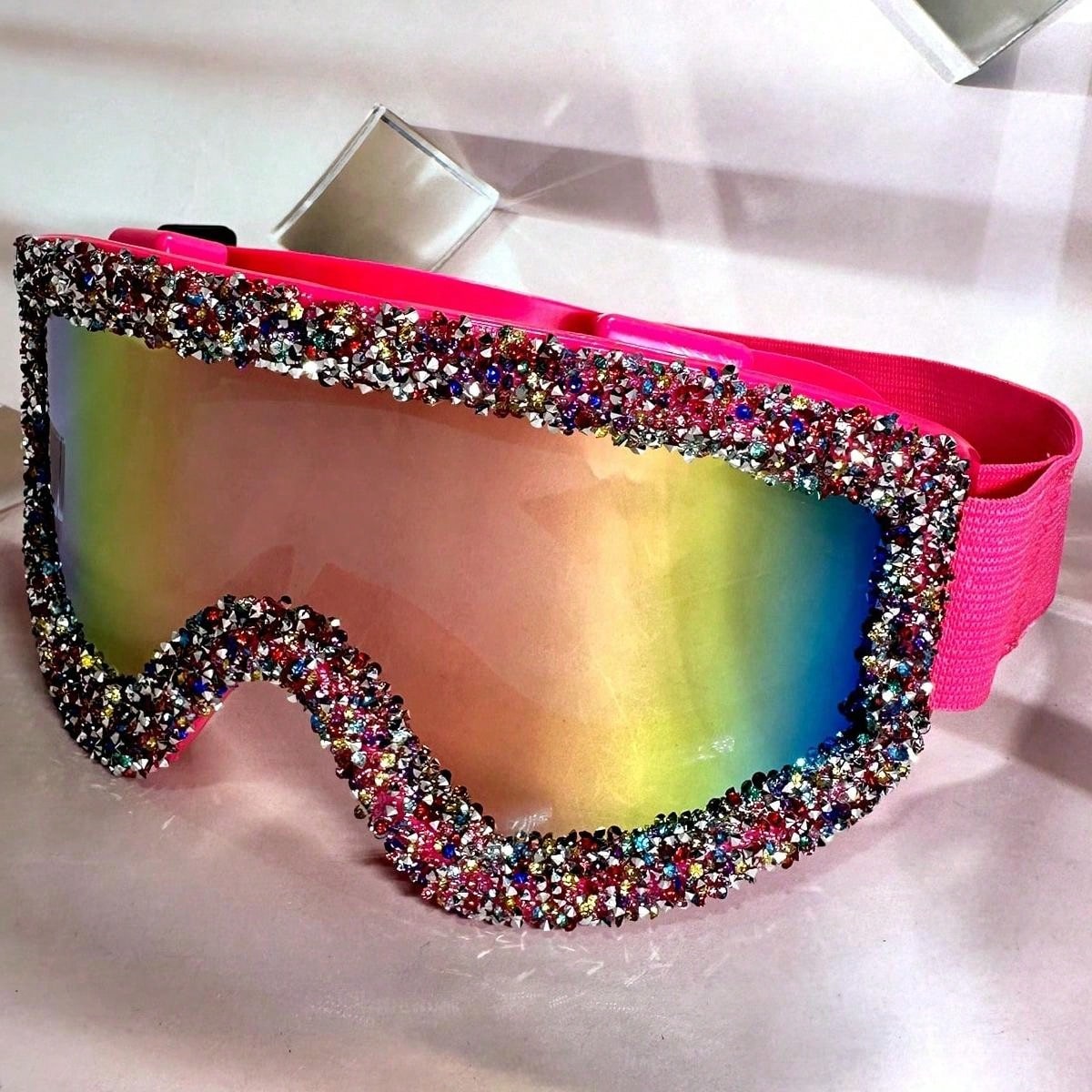 Pieza Gafas de esquí extra grandes para mujer, protección de cobertura completa, gafas de esquí con lente suave y decoración de moda, resistentes