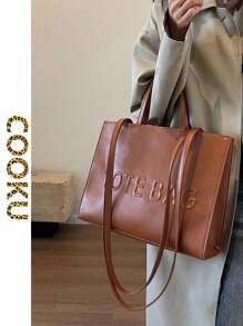 1 件簡約時尚 Pu 手提袋適合女士日常使用、約會和禮物 - 棕色 - 查看 1