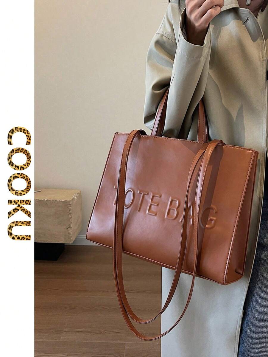 1 件簡約時尚 Pu 手提袋適合女士日常使用、約會和禮物 - 棕色 - 查看 1