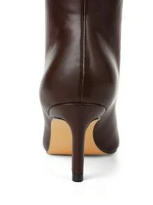 2024 Fashion Knee High Boots For Women Kitten Heel Boots Suede Pointed Toe Pull On Low Heel Tall Boots - Màu nâu Sô-cô-la - Xem 9
