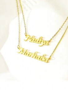 1pc Customized Gift, Stainless Steel Necklace With Personalized Name/Text Pendant, Suitable For Boy, Girl, Children, Friends & Couples, Also Can Be Personalized Key Chain, Ideal For Anniversary, Mother's Day, Birthday, Graduation, Daily Wear, Wedding, Party, Father's Day, Gatheringback To School Winter Gift Ideas Boy Girl Valentine's Day