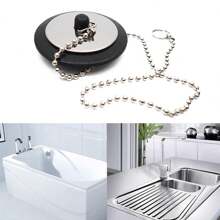 2 Pieces Of Rubber Sink Plug Drain Cover, 43mm Universal Bathtub Plug With Long Metal Ball Chain And Hanging Ring, Bathroom Kitchen Drain Plug, Bathtub Sink Plug, Bathroom Anti Odor Sealed Floor Drain Without Deformation Bathtub Accessory Bathroom Bathtub Drain Plug - Black - View 11
