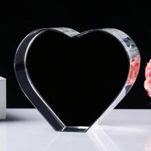 Customized Modern Crystal Heart-Shaped Glass Photo Frame, UV Printing Photos Provide Personalized Imagery, Gift, Suitable For Valentine's Day, Anniversary, Birthday, Friends & Students Memorabilia, Home Decor Gifts Graduation