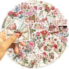 50 piezas Paquete de pegatinas florales y de letras, pegatinas estéticas transparentes de PET para scrapbooking, planificador, portátil, teléfono, monopatín, guitarra, equipaje, casco, bicicleta, motocicleta, coche, bolso, adecuado para decoración y regalos de Halloween, Navidad, Acción de Gracias y Pascua - Rojo - Ver 6