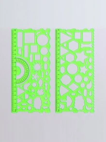 2 Peças Conjunto de Régua Multifuncional, Régua Modelo de Relatório de Caligrafia de Estudantes, Régua Ondulada Vazada de Pintura