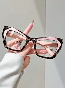 1 件女士超大不对称六角形复古时尚老花镜，独特拼接设计，奢华之选 +1.0 至 +4.0 - 透明 - 查看 9