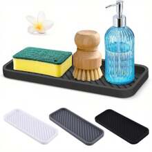 1pc Silicone Sponge Holder Kitchen Sponge Holder, Silicone Slink Organizer Tray For Bathroom,Soap Dispenser,Simple Silicone Soap Holder, Bathroom Faucet Drainer, Storage Cover, Kitchen Accessories