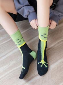 1/2 Pairs Men Breathable Moisture-Wicking Casual Funky Cartoon Frog Print Mid-Calf Socks, Versatile