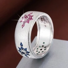 1 chiếc nhẫn nữ có thiết kế in họa tiết và đá Zirconia - Nhiều màu - Xem 28