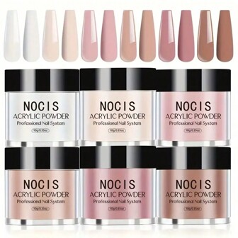 6-pack akrylpulverset, nakenrosa vit färg högglansigt akrylpulverset, nagel DIY-konstdesign, 6 färger akrylnagelkonst 3D-nagelskulptur fransk nagelförlängning och nagelcarving, professionellt polymer 3D akrylnagelkonstkit, present till kvinnor och flickor, långvariga och lättapplicerade akrylpress-on-naglar