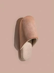 Spring To Summer Soft Quiet Autumn/Winter Slippers - Plain Minimalist, Non-Slip Comfortable For Bedroom & Living Room, Unisex - Khaki - View 4