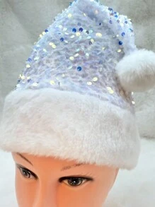 1 件装圣诞帽加厚亮片圣诞帽圣诞节成人圣诞帽粉色冬季秋季 - 彩色 - 查看 16