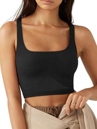Sports Tank Tops Ribbed Seamless Women Vest Workout Exercise Shirts Yoga Crop Tops Racerback Running Yoga Tanks Sleeveless Gym Shirts