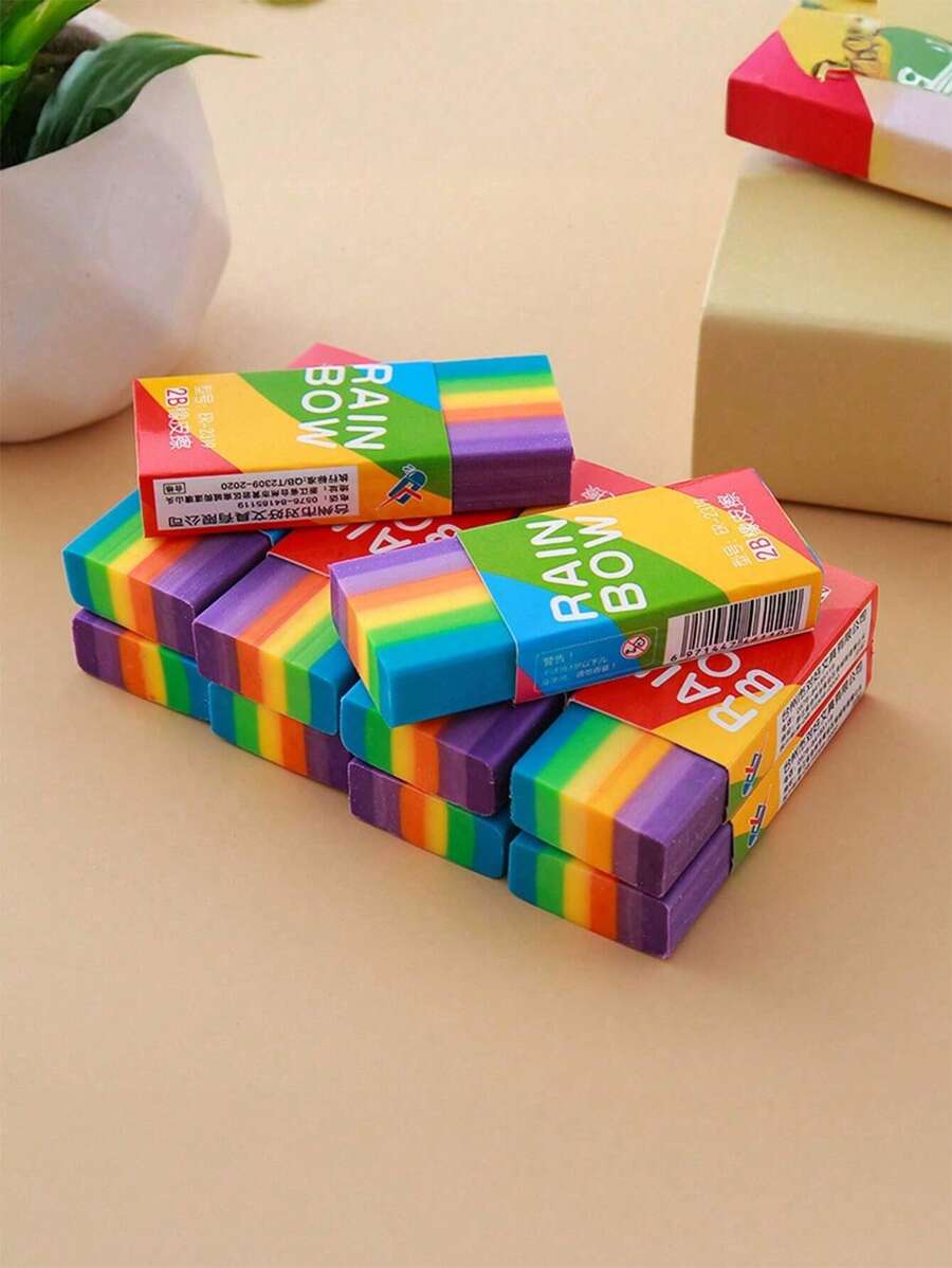 Set da 5 gomme colorate e divertenti a forma di arcobaleno, gomme per matite in forme bizzarre per la scuola e l'ufficio